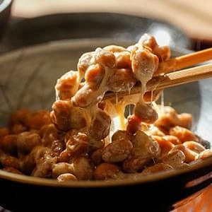 Bowl of natto, the fermented soybean source of nattokinase